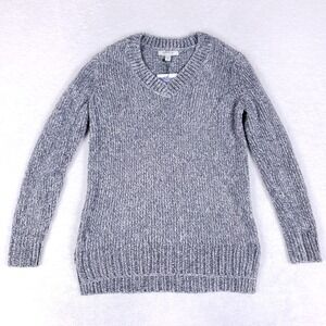 Orvis XS Marled Phantom Gray V-Neck Chenille Sweater Soft Cozy Winter Pullover